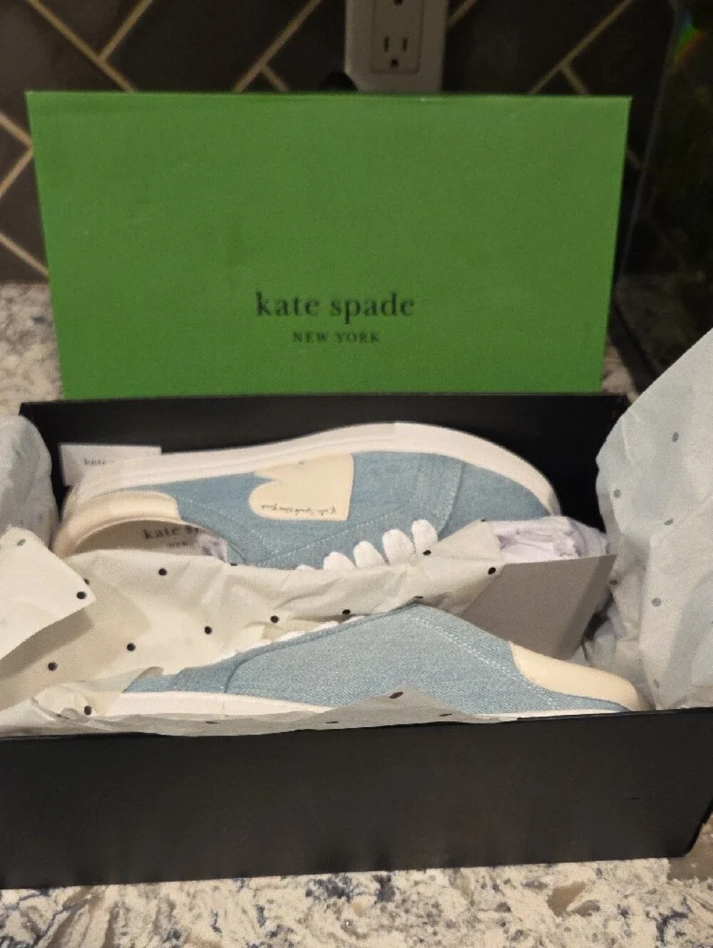 Kate Spade New York  CHARLI MULE SNEAKER - Light Blue Denim Slip-On Sneakers